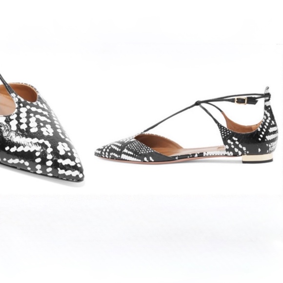 Aquazzurra Leather snake-print Scarlet Flat - Picture 13 of 14